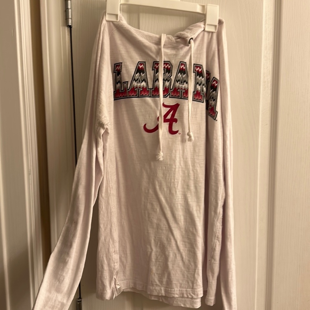 White longe sleeve hoodie, not a thick sweatshirt, size Kids large/adult small